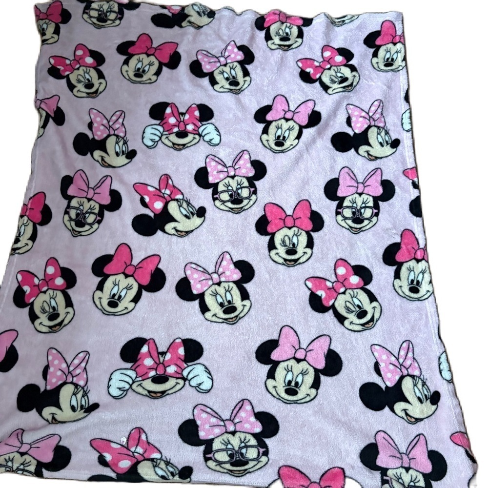 Disney Baby Minnie Mouse Pink Faces Fleece Baby Blanket Lovey Soother Kids